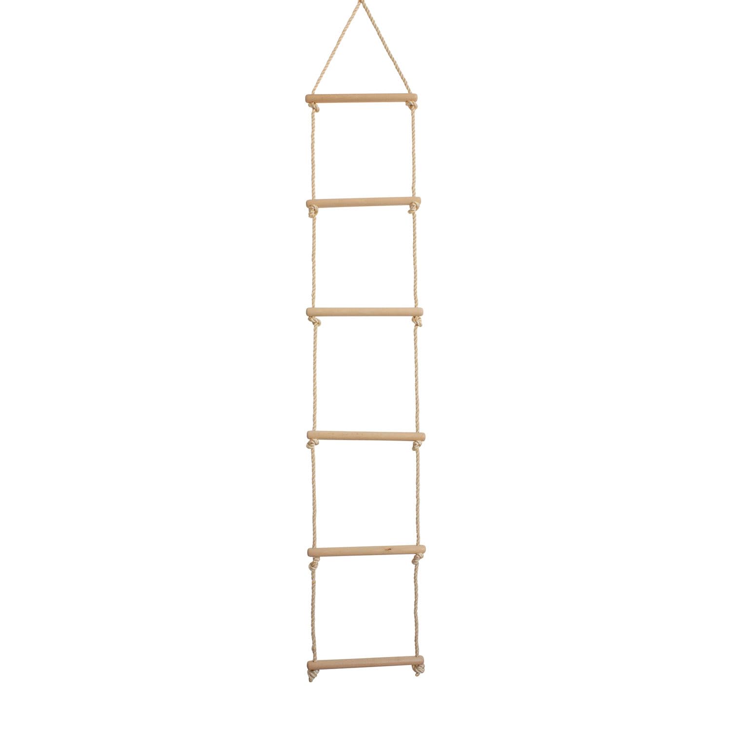 GICO Escalera de Cuerda Estable para niños de Madera con 6 peldaños, Capacidad de Carga de 75 kg, Producto de Calidad de emwe 22071