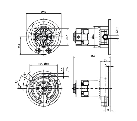 Kegelradgetriebe Rollladen 2:1 für 8-Kant Stahlwelle: SW-40 & SW-60 | Freilauf Rechts | Innenvierkant |