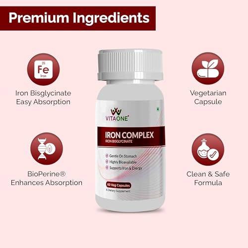 Image of Iron Complex 60 Veg Capsules | Gentle on Stomach and Easy to Absorb | Veg Iron Tablets for Women & Men