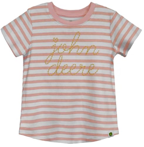 John Deere Pink and White Striped Short Sleeved T-Shirt Girls Sizes 5 6 6X 7 8 10 12