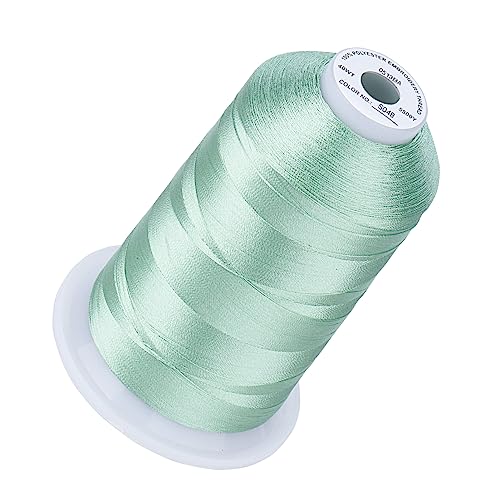 Image of Simthread Embroidery Machine Thread 5000M 40WT Polyester, Minty Teal S048 | 5000M 40WT polyester thread feeds smoothly for home or commercial embroidery projects.