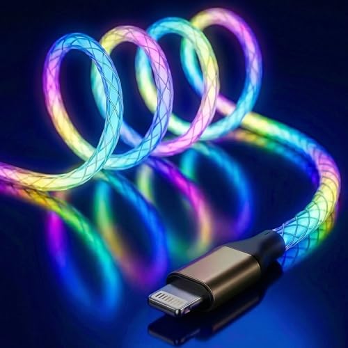 Areson Light up iPhone Charger RGB Colorful Gradual LED Lightning Cable MFi USB A to Lightning Charging/Sync Cord Compatible with iPhone 14 13 12 11 Pro Max XR XS X 8 7 6 Plus iPad More (6 FT)