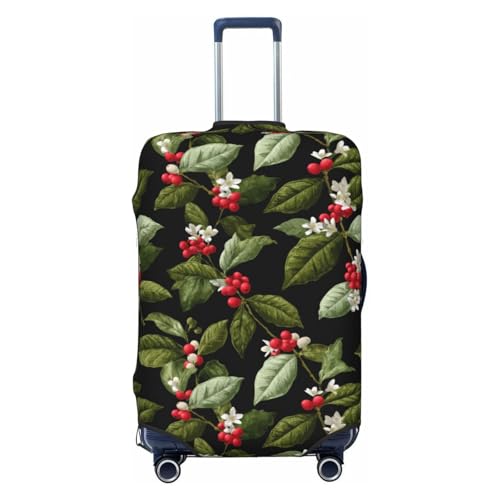 Red Berries With White Flowers Elastic Travel Luggage Covers Dustproof Scratch-Resistant Suitcase Protector Fit 22-24 Inch