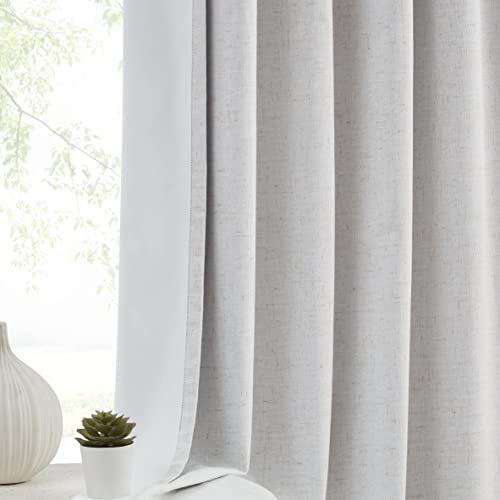 Kayne Studio Blackout Pinch Pleat Curtains For Living Room， Natural Thermal Insulated Room Darkening Curtain Drapes 84 Inches For Bedroom, Back Tab With 9 Pin Hook，Linen Yarn,36"X84",1 Panel #TOP1