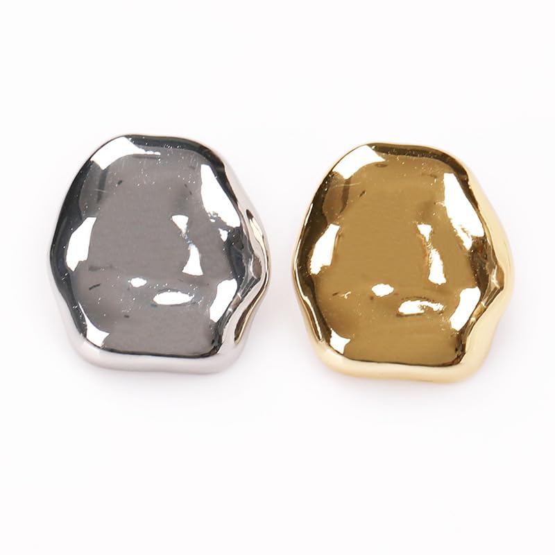 20 botones irregulares con vástago, for ropa, cárdigans, abrigos(Silver,18 mmx16.5 mm)