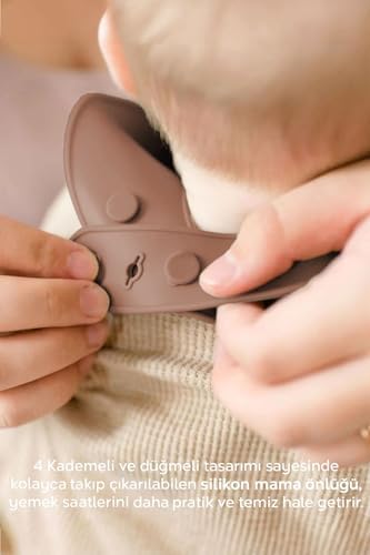 Meleni Baby 4'lü Silikon Beslenme Seti - Bebek Mama Önlüğü, Mama Kaşığı, Kulplu Bardak, Vakumlu Tabak Kahverengi - Görsel 5