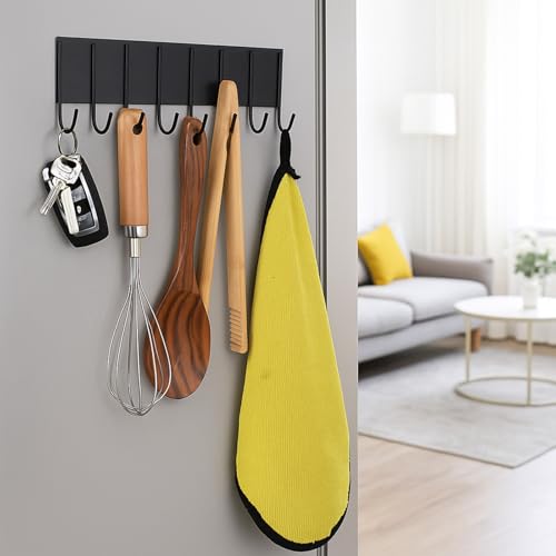 4Pcs Magnetic Key Holder for Fridge, With 10 Hooks Wall - Strong Magnetic Hooks Organizer for Keys, Kitchen Utensils, Towels, Grill Tools - No Drill Iron Key Rack for Metal Door, Garage, Laundry Room by Pafeooui - Image 7