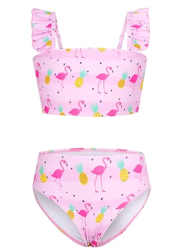 ALISISTER Girls Swimsuit 3 Piece Bathing Suits for 5-12 Years Hawaiian Bikini Set with Cover Ups Skirt4