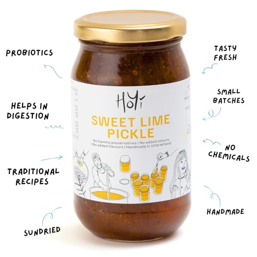 Image of HoYi Sweet Lime Pickle 250g | Khatta Meetha Nimbu Ka Achar | No Refined Sugar, Naturally Sweetened | Handcrafted Organic Sun-Ripened Citrus | Authentic Pahadi Style Indian Pickle