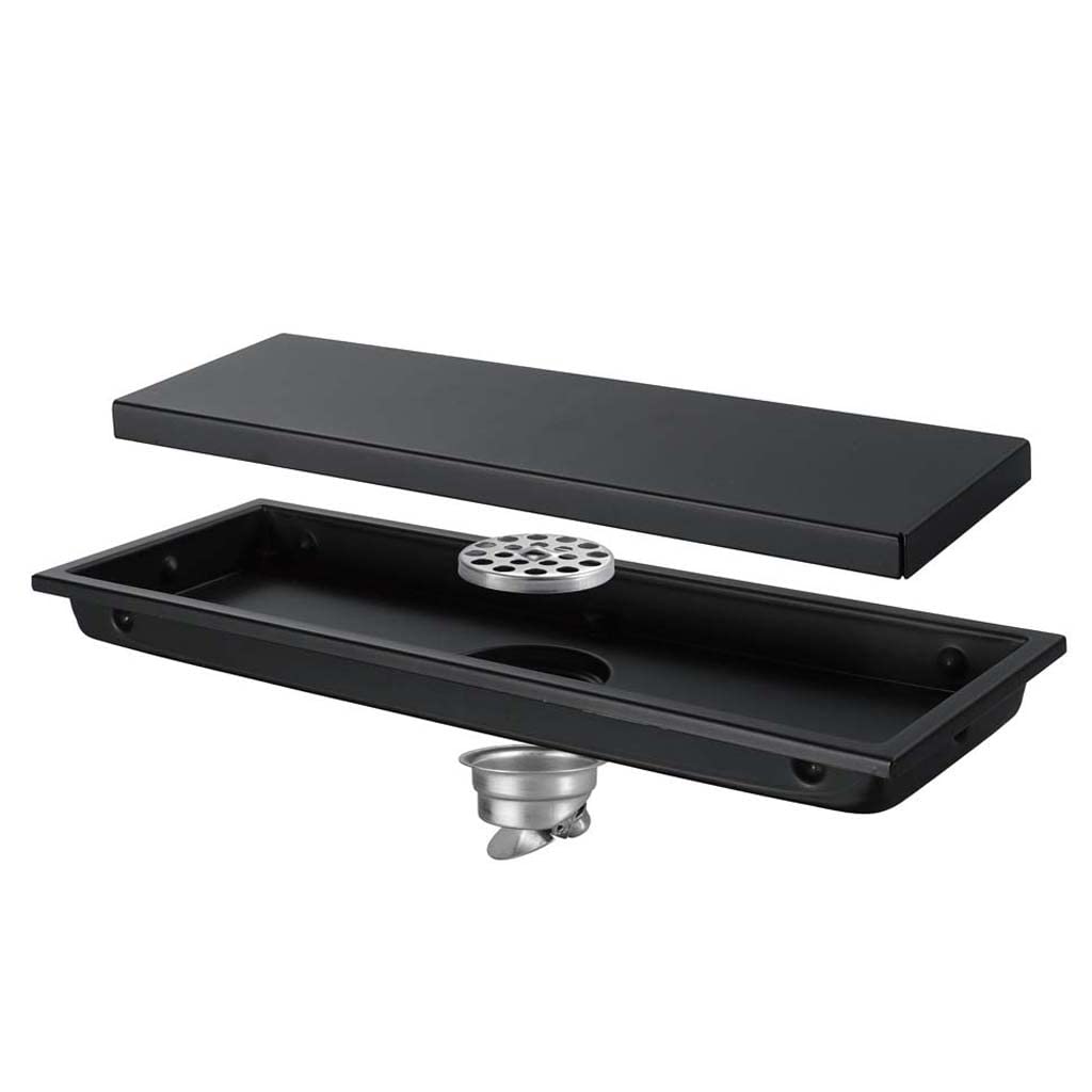 Siphon de sol invisible 300x110mm TJH noir mat en acier 304