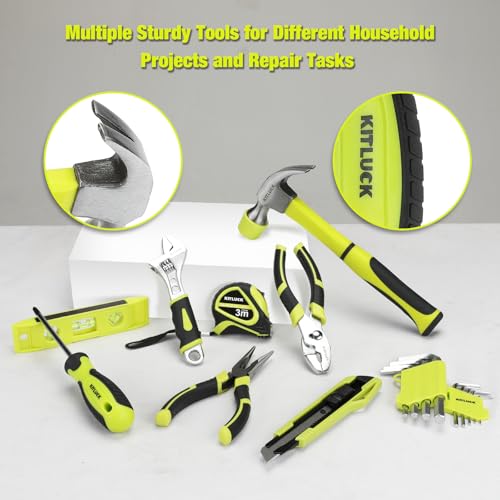 Image of KITLUCK Power Drill Set, 180Pcs Home Hand Tool Kit with 8V Drill, Portable Tool box Kit with Screwdriver, Plier, Wrench, Socket, Harmer, Household Cordless Drill Set for Men Women Home
