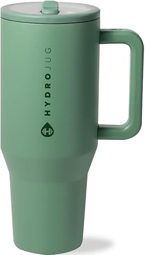 Miniatura 53 de HydroJug Traveler - Botella de agua 40 oz con asa y pajilla abatible, apto para soporte para vasos, resistente a fugas, reutilizable, aislado, acero