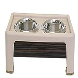 Our Pets Signature Series Elevated Pet Bowls, Walnut/Beige, 4-Inch Diner