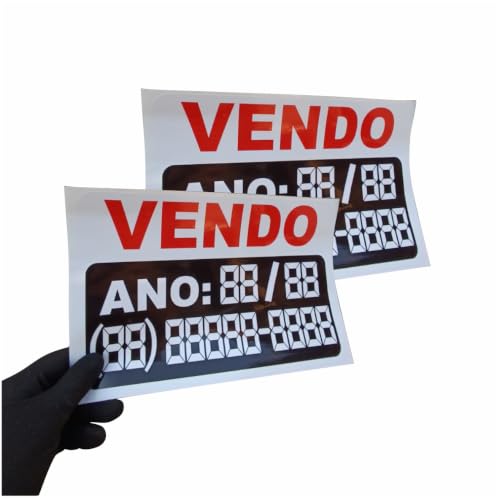 2 unidade de Adesivos Vende Carro Editável com adesivos 30x20cm