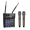 PFDTS 4-kanaals audio mixer console met draadloze microfoon geluid mixen met Bluetooth USB Mini DJ Mixer