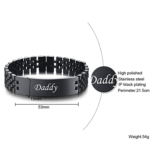 Vnox Father Dad Bracelet For Men - Stainless Steel Link Bracelet Personalized Engraved Dad Jewelry Father Day Birthday Gift For Men Dad Father From Daughter #TOP5