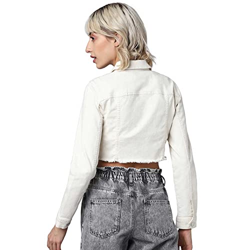Image of ONLY Women Black Solid Cropped Denim Jacket