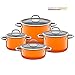 Produktbild Silit Passion Orange Topfset 4-teilig, Töpfe mit Glasdeckel, Silargan Funktionskeramik, Induktionstöpfe, Topf Induktion, Auslaufmodell, orange