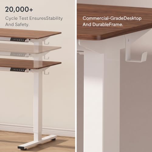 Image of SE1 / Flexi Spot EN1 Electric Height Adjustable Desk | 2 Year Warranty | 4 Memory Pre-Set | Adjustable Length (White-Walnut, 160x75CM)