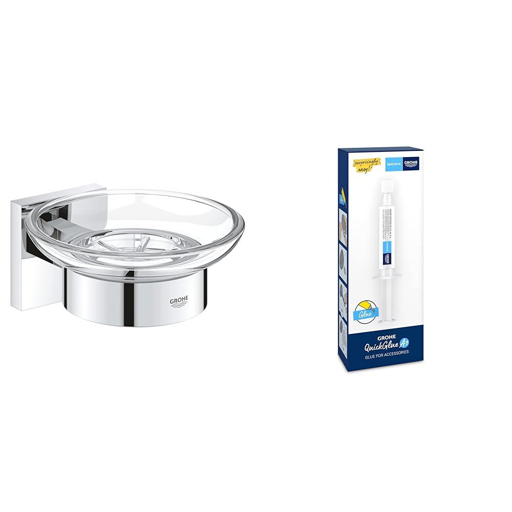 GROHE Start Cube Porte-Savon chromé avec colle Quickglue A1 sans perçage