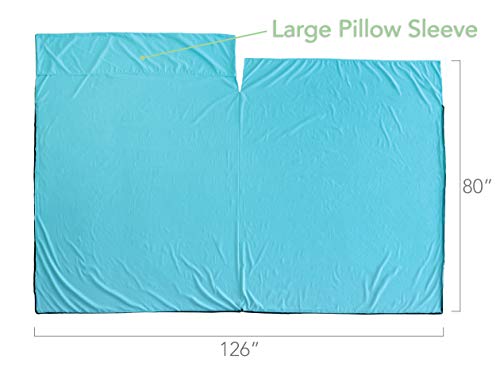 Pike Trail Sleeping Bag Liner – Travel and Camping Sheet, Lightweight and Compact Insert with Full Length Zipper and Guarantee (Turquoise Blue, Large, 82"L x 41"W)