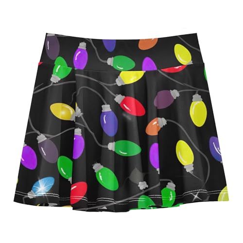 Girls Skorts Athletic Shorts Toddler Tennis Skirts Custom Butterfly Skirt Colorful Christmas Lights Black 3t