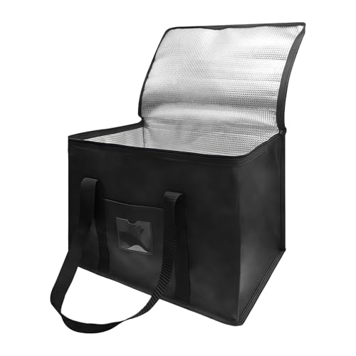 Bolsa Nevera Plegable Grande, Bolso Nevera de 40 L, Bolsa Térmica Grande Plegable, Bolsas Isotermica, Reutilizable, para Camping, Barbacoa, Playa, Compras, Almuerzo, Picnic (Negro, 43 x 30 x 31cm)