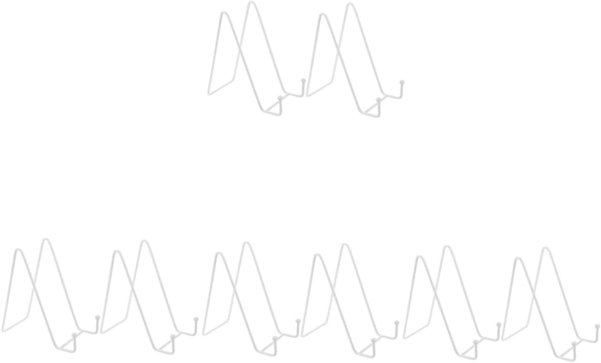 Amosfun 8pcs Metal Plate Stand Vintage Display Stand Frame Holder Picture Easel for Kitchen Bedroom Museum