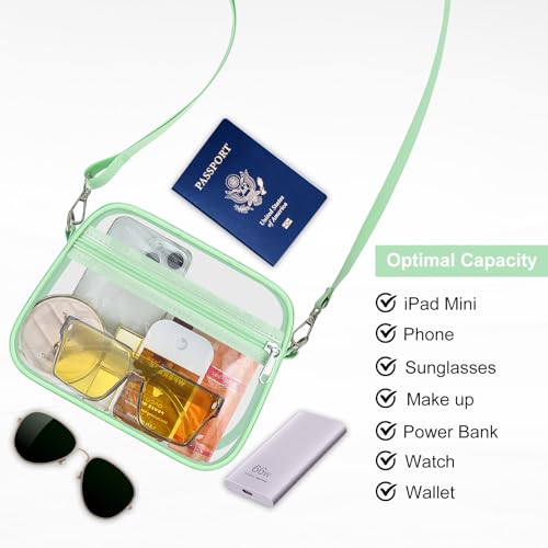 Image of Clear Bag for Stadium Events Clear Sports Fan Handbags Purses with Adjustbale Strap for Concerts Festivals Game Day