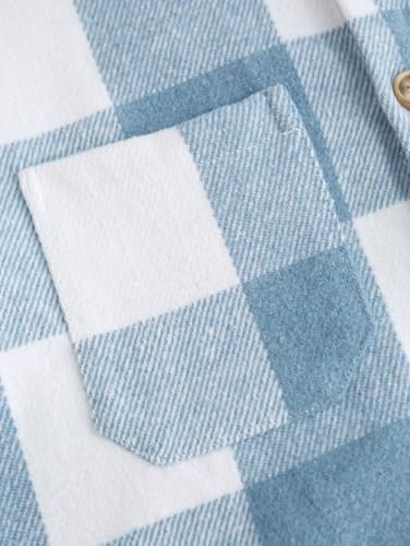 ZAFUL Men’s Wool Blend Shirt – Plaid Button Up Shirt Jacket with Double Chest Pockets4