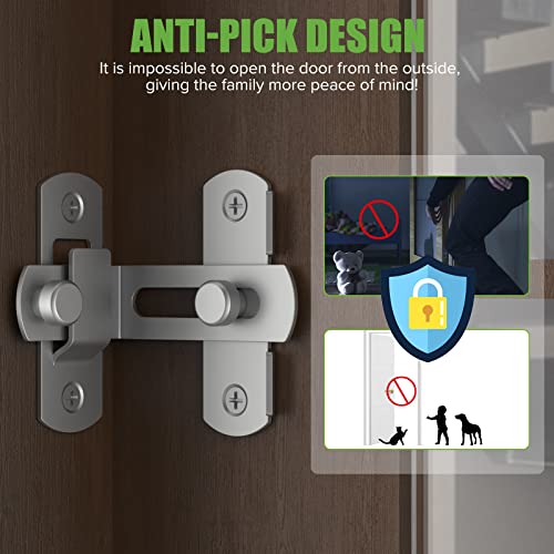 Barn Door Lock, Flip Door Sliding Latch, 90 Degree Stainless Steel Angle Door Latch Buckle, Screen Door Stopper Lock Hook Eye Lock Bi-Fold Door Lock For Bathroom, Outdoor, Garage #TOP2