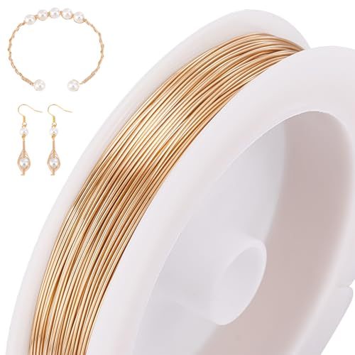 Nbeads 52m De Alambre De Cobre Chapado En Oro De 18 Quilates, 0.4mm Alambre Para Hacer Joyas De Calibre 26 Alambre Flexible Para Manualidades Alambre Suave Para Abalorios Para Hacer Joyas