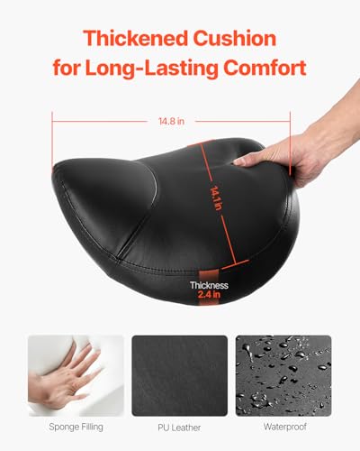Image of VEVOR Saddle Stool with Wheels, 450 LBS Weight Capacity Ergonomic Rolling Stool, Height Adjustable Thickened PU Leather Swivel Saddle Chair for Salon, Spa, Massage, Tattoo, Clinic, Black