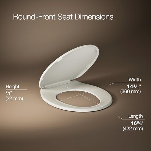 Image of KOHLER K-4775-47 Brevia Round Toilet Seat with Quick-Release Hinges And Quick-Attach Hardware For Easy Clean, Almond