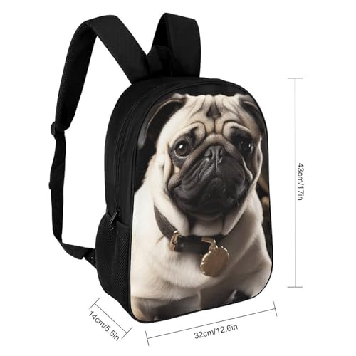 Cool Pug Dog Backpack - Durable 600D Polyester, 17 Inch Backpack with Ergonomic Adjustable Straps, Lightweight Travel Bag for Men & Women2
