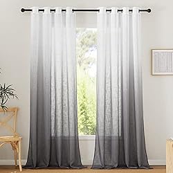 Cortinas Para Comedor Gris Y Blanco PONY DANCE Visillos Blancos 2 Piezas Cortinas con Aspecto de Lino Cortinas Salon Translucidas con Ojales Cortina 245 Alto para Salon/Dormitorio/Comedor, 140x245cm(AnchoxAlto), Gris