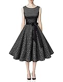 1960s Style Retro Polka Dots Vintage Ball Dresses Sleeveless A-Line Women Tea Dresses Picnic Party...