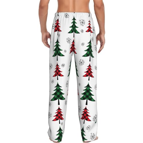 Buffalo Plaid Christmas Trees Mens Pajama Pants Comfy Lounge PJ Pants Casual Pajama Bottoms3