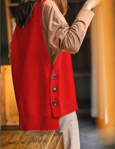 Image of HangNiFang Women's Round Neck Sleeveless Pullover Ribbed Knit Sweater Vest