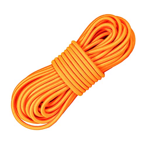 Pluzluce Strong Elastic Bungee Shock Cord, 32ft 5/32' (4mm) Stretch String Rope, Marine Grade Kayak Tie Down Straps Used for Boat, Camping, Trailer Strap, Shoe Laces, Crafting, DIY Projects (Orange)