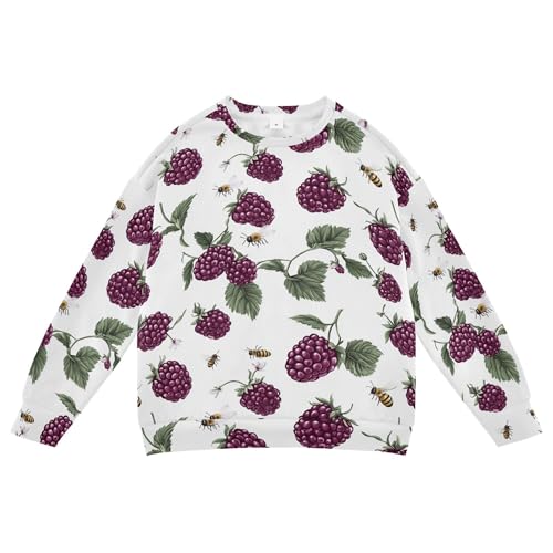 JUNZAN Fresh Boysenberry Fruit White Little Boys Sweatshirts Hoodies Fleece Sweatshirt With Hoodie Camping 4T