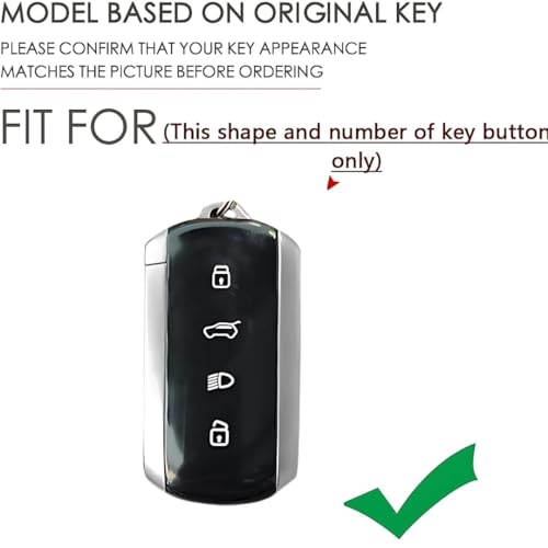 Image of Car Key Cover Compatible With Tata Sierra, 4-Button Remote Case Shell, Zinc Alloy Protective Armor in Metal Black with Silicon Keychain