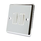 AET CPC2GSWIWC 10 A 2-Gang 2-Way Polished Chrome Classical Double Light Switch with White Insert Metal Rocker Switch