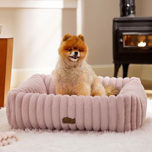 Image of Bedsure ComfyFleece Dog Bed for Small Medium Dogs Washable,25in Blush Pink