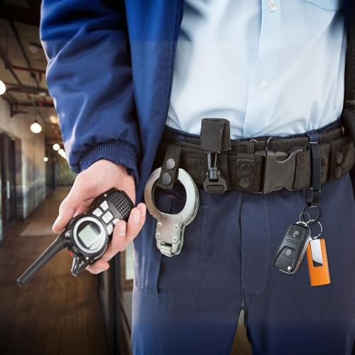 Dimeho Schlüsselhalter Gürtel 2 Stück Dienstgürtel mit Doppelseitigem Schnellverschluss und Abnehmbarer Schlüsselring für Polizei- und Feuerwehreinsatzgürtel Schwarz