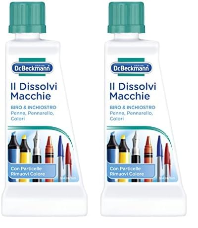 Dr. Beckmann Il Dissolvi Macchie Biro & Inchiostro | Lo smacchiatore specifico contro le macchie di inchiostro di biro, penne a sfera e molto altro | 50 ml (Confezione da 2)