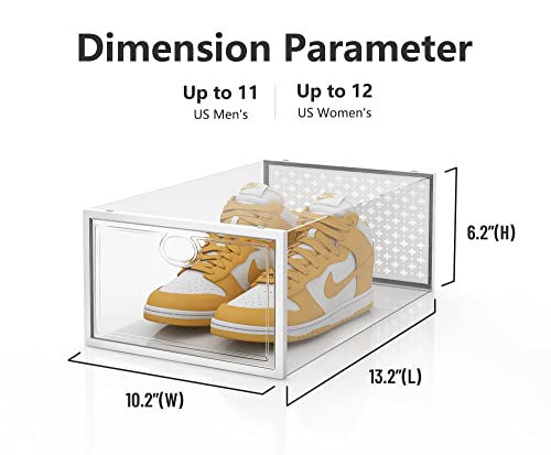 Pinkpum 12 Pack Shoe Storage Boxes, Clear Stackable Shoe Containers For Closet, Sneaker Storage Fit For Size 11 (Large) #TOP1