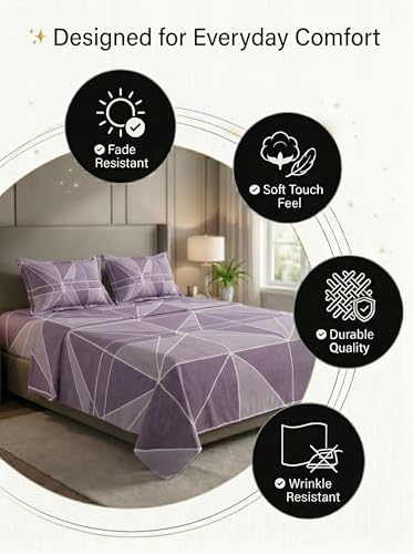 Image of Mafatlal 125 GSM Merino Double Bedsheet with Pillow Covers |90 x 100 Inches | Soft, Breathable & Lightweight | Wine