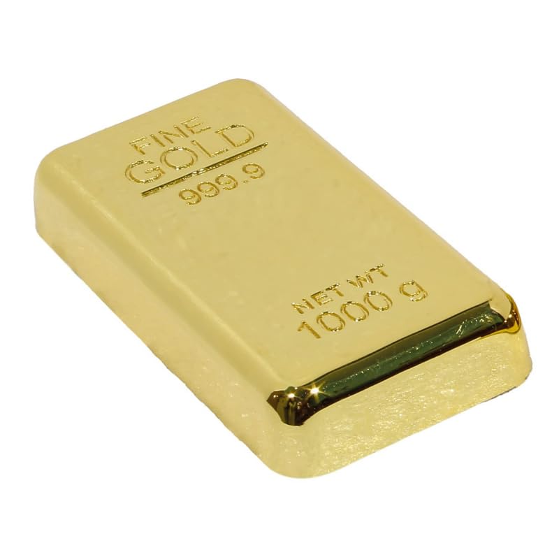 True-Ally Fake Gold Bar Paperweight – Luxurious Desk Accessory, Stylish Stationery Gift for Office, Home, Men & Women | Realistic Gold-Plated Finish Paper Weight- 8x4x1 cm – Pack of 1