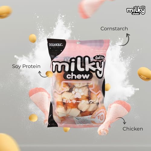 Image of Milky Chew Chicken & Milk Dog Treats Bone Style Nutrient Rich Snacks for Training & Rewards, Healthy Chew Treats for All Dog Breeds, Pack of 4